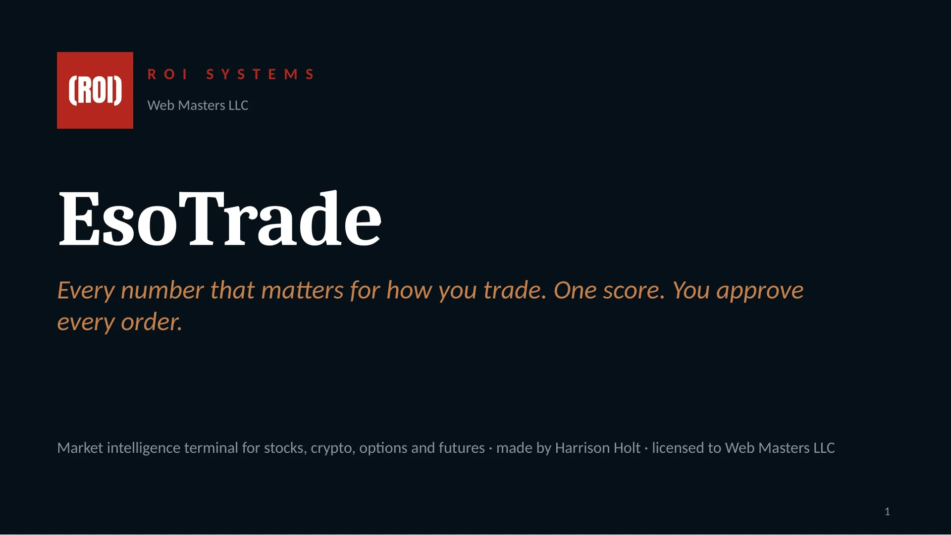 EsoTrade deck, slide 1: EsoTrade